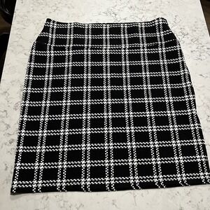 Halogen 3X Black White Plaid Houndstooth Career Pencil Skirt Classic‎